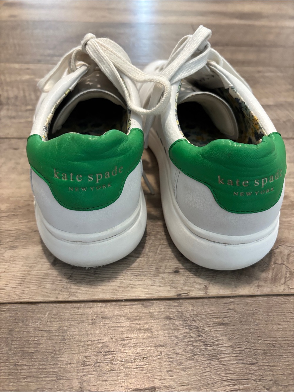 kate spade White and Green Leather Sneakers - Picture 3 of 6